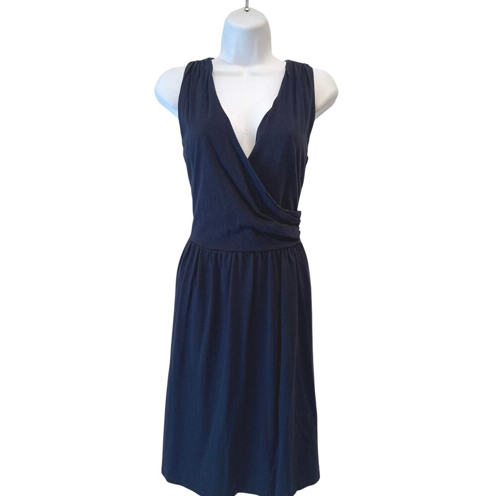 Boden Midi Tank Faux Wrap Knit Tank Dress with Pockets in Washed Navy 8 EUC